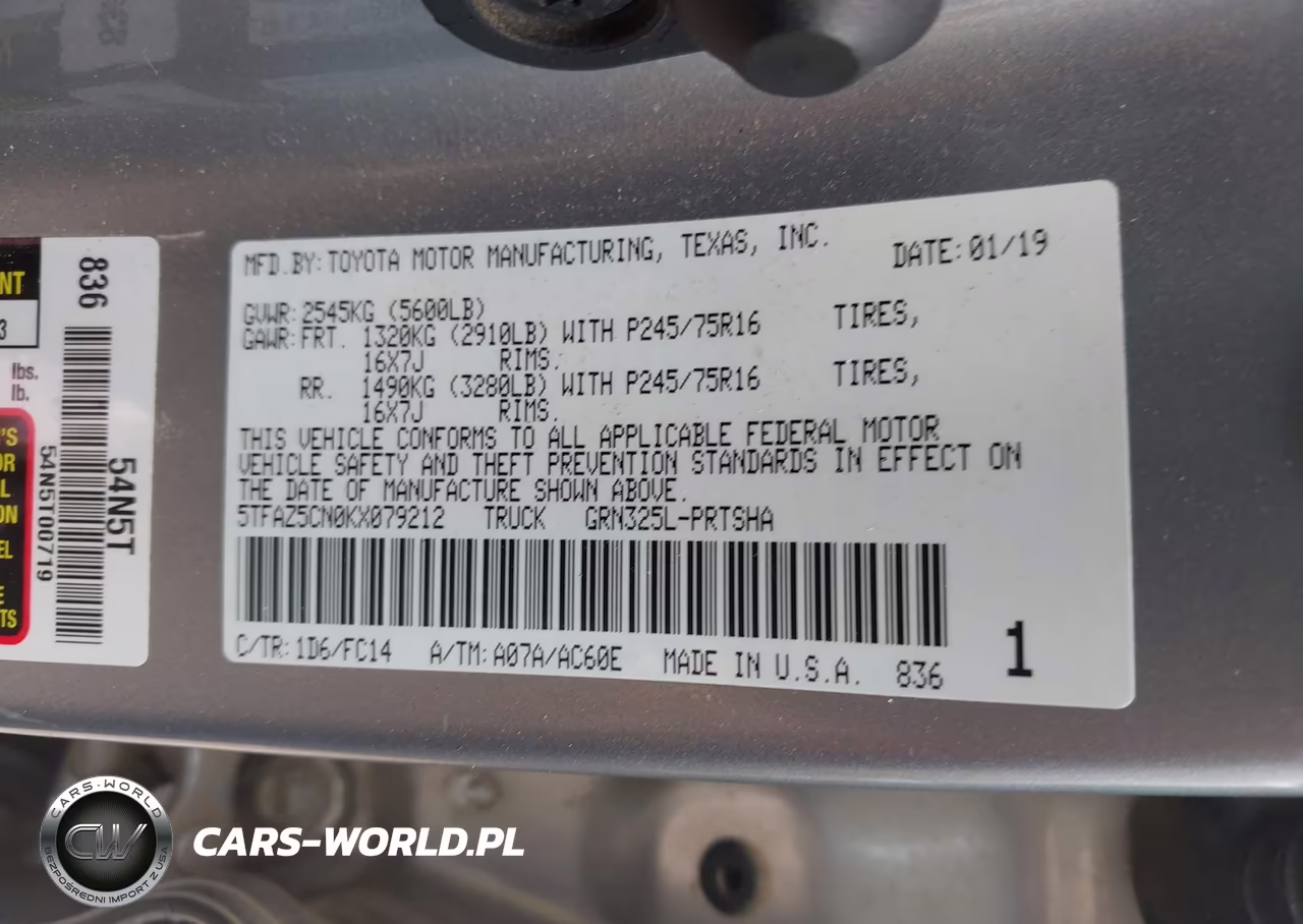2019 Toyota Tacoma Sr5 V6 VIN:5TFAZ5CN0KX079212 - 9