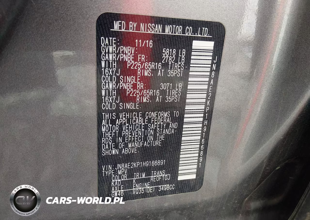 2017 Nissan Quest Sv VIN:JN8AE2KP1H9166891 - 9