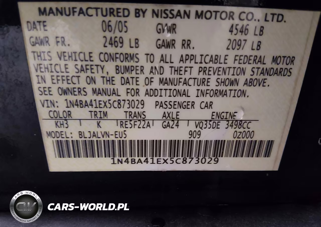 2005 Nissan Maxima 3.5 Se VIN:1N4BA41EX5C873029 - 9