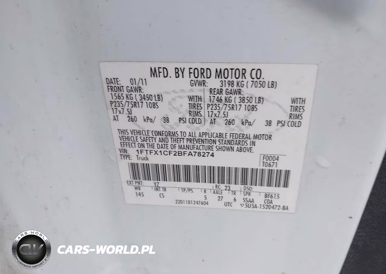 2011 Ford F-150 Xl VIN:1FTFX1CF2BFA78274 - 9
