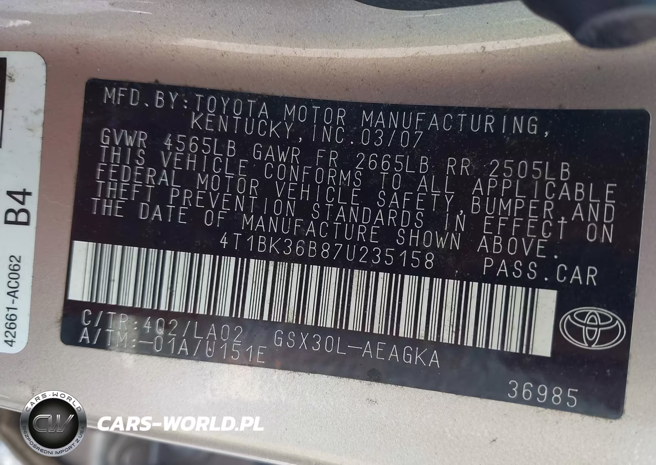 2007 Toyota Avalon Xls VIN:4T1BK36B87U235158 - 9