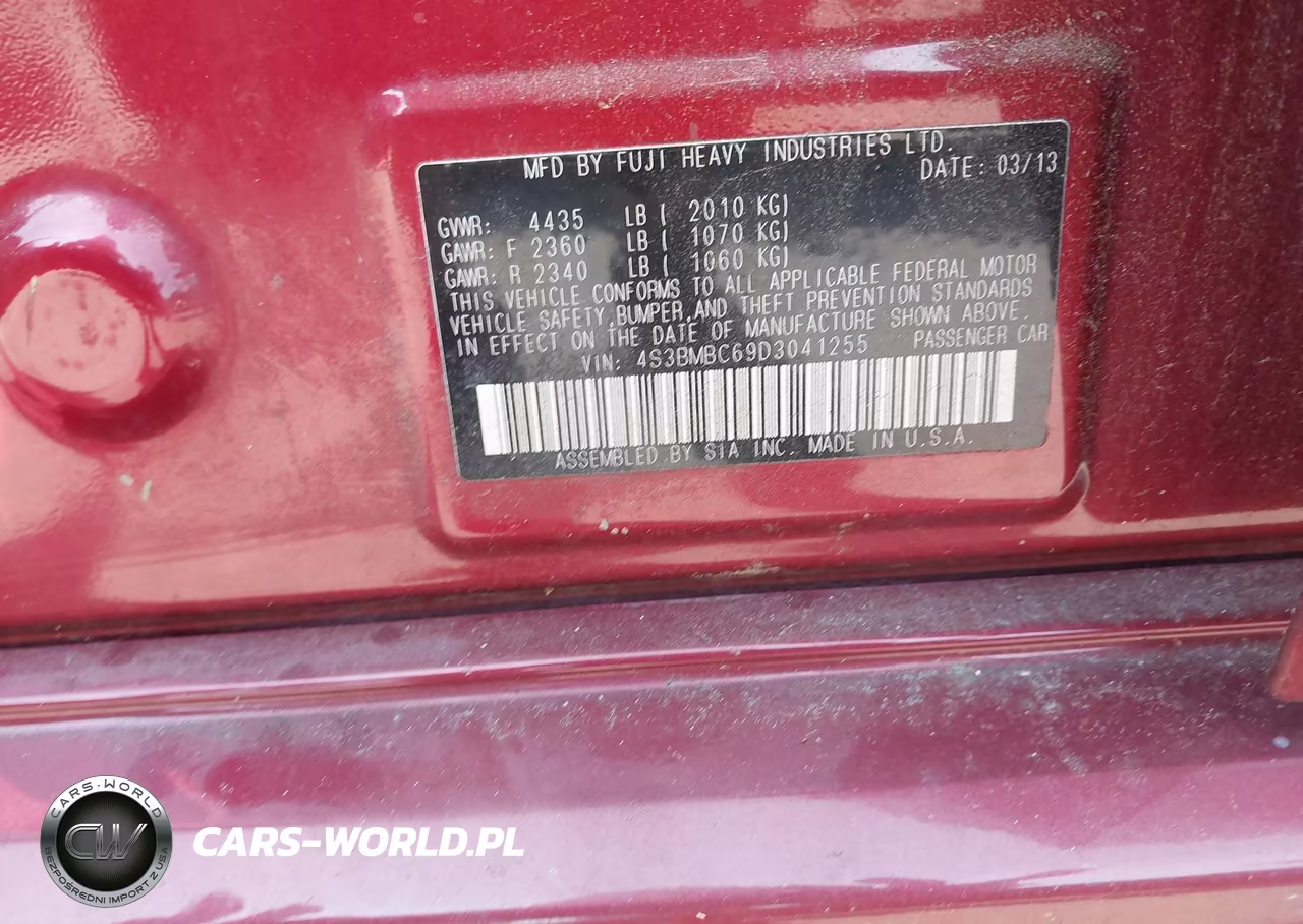 2013 Subaru Legacy 2.5I Premium VIN:4S3BMBC69D3041255 - 9