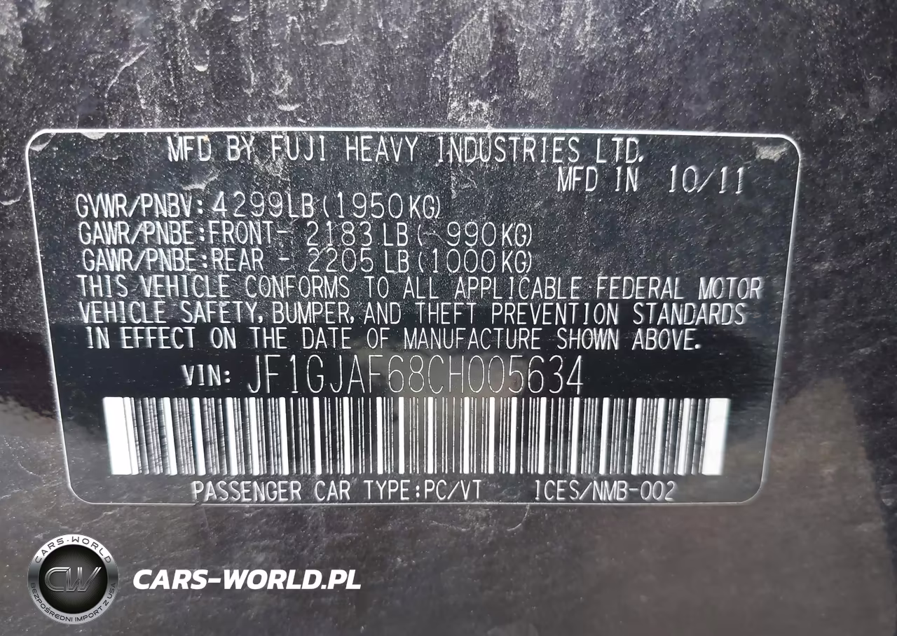2012 Subaru Impreza 2.0I Premium VIN:JF1GJAF68CH005634 - 9