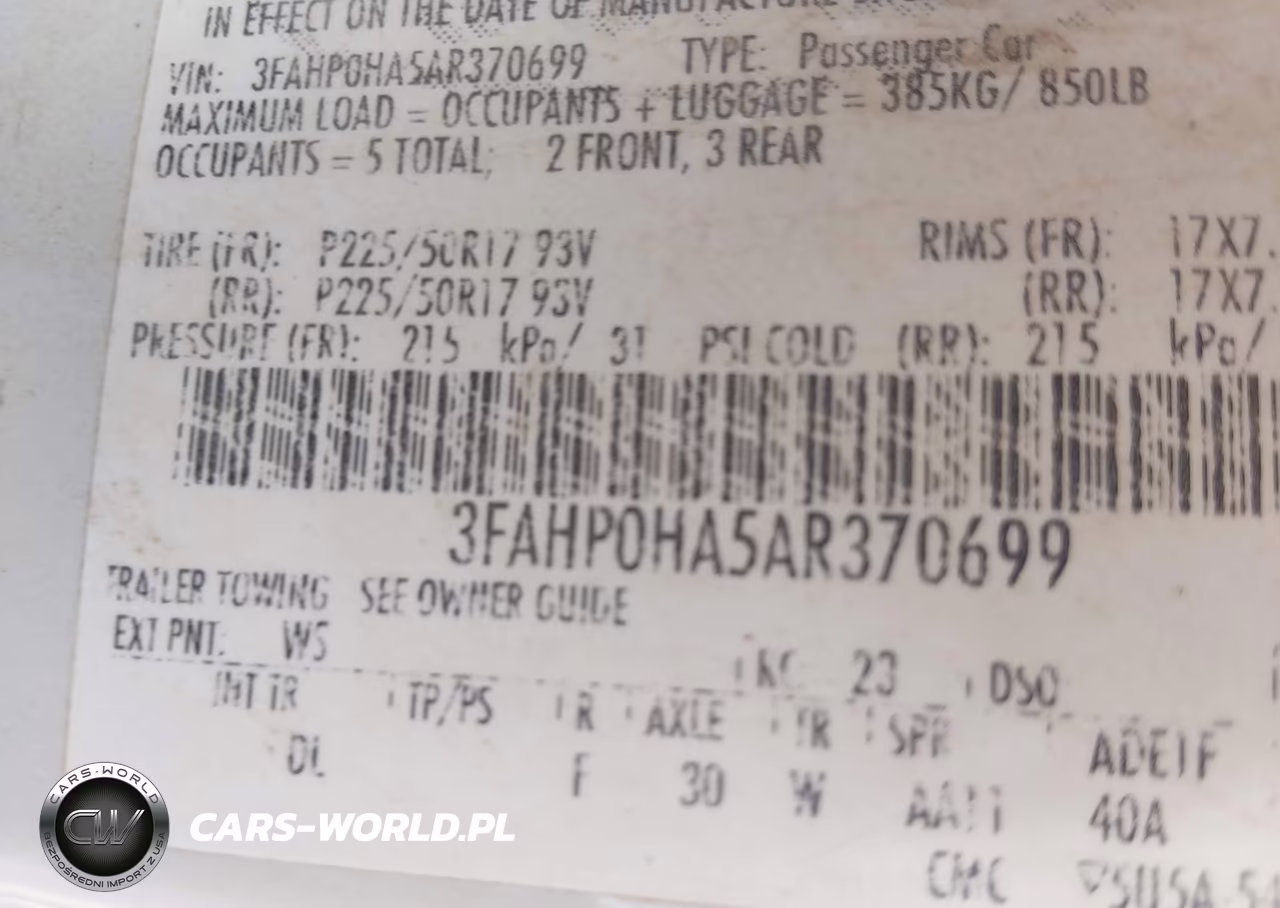 2010 Ford Fusion Se VIN:3FAHP0HA5AR370699 - 9