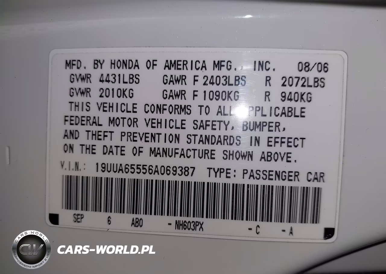 2006 Acura Tl VIN:19UUA65556A069387 - 9