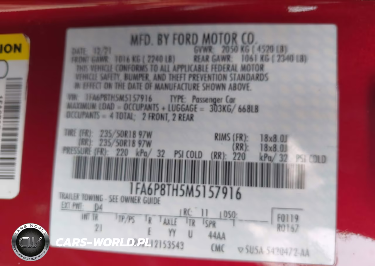 2021 Ford Mustang Ecoboost Fastback VIN:1FA6P8TH5M5157916 - 9