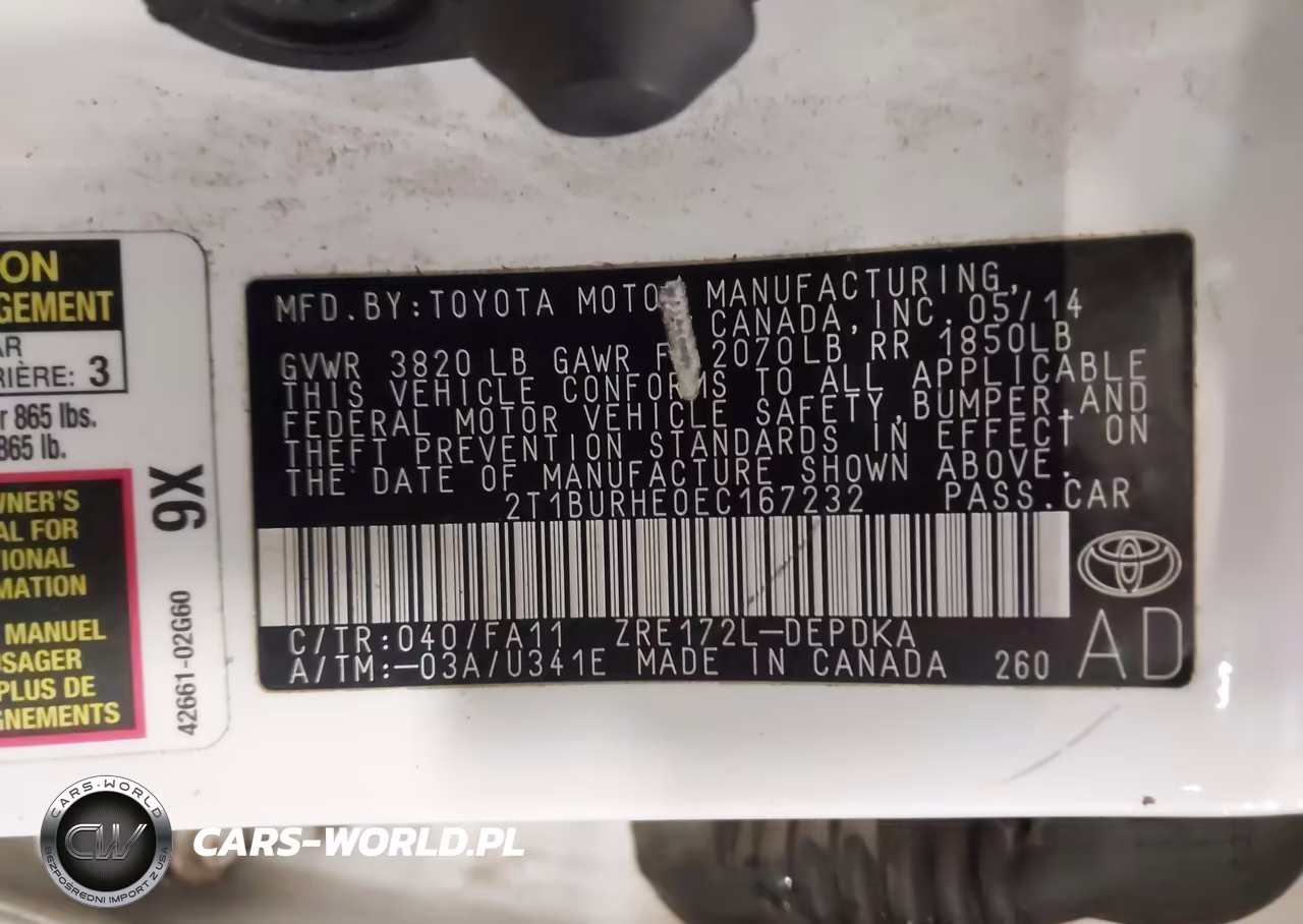 2014 Toyota Corolla L VIN:2T1BURHE0EC167232 - 9