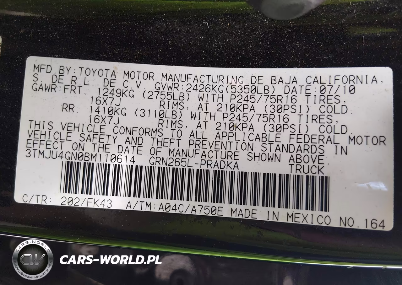 2011 Toyota Tacoma Prerunner V6 VIN:3TMJU4GN0BM110614 - 9