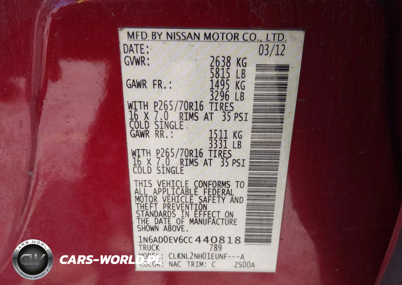 2012 Nissan Frontier Sv VIN:1N6AD0EV6CC440818 - 9