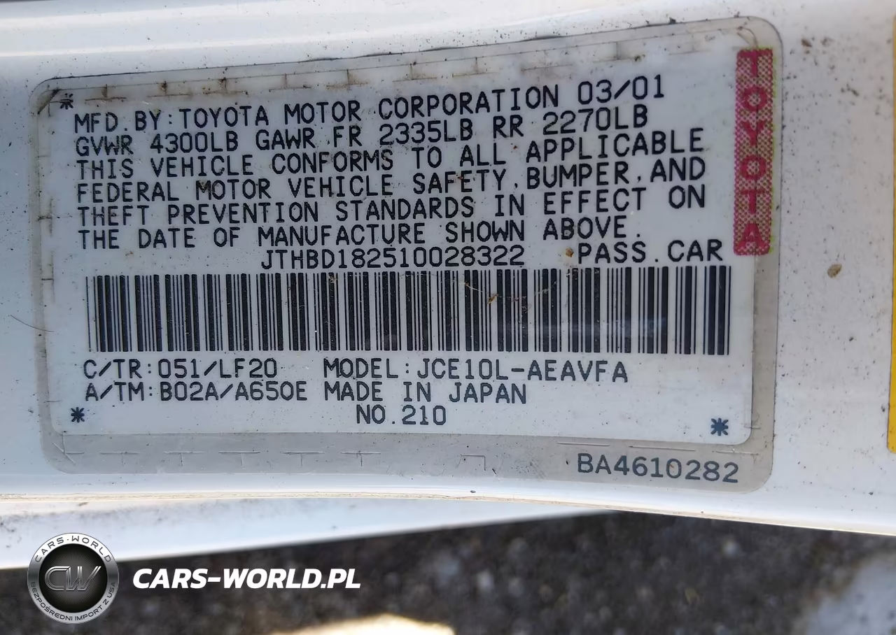 2001 Lexus Is 300 VIN:JTHBD182510028322 - 9