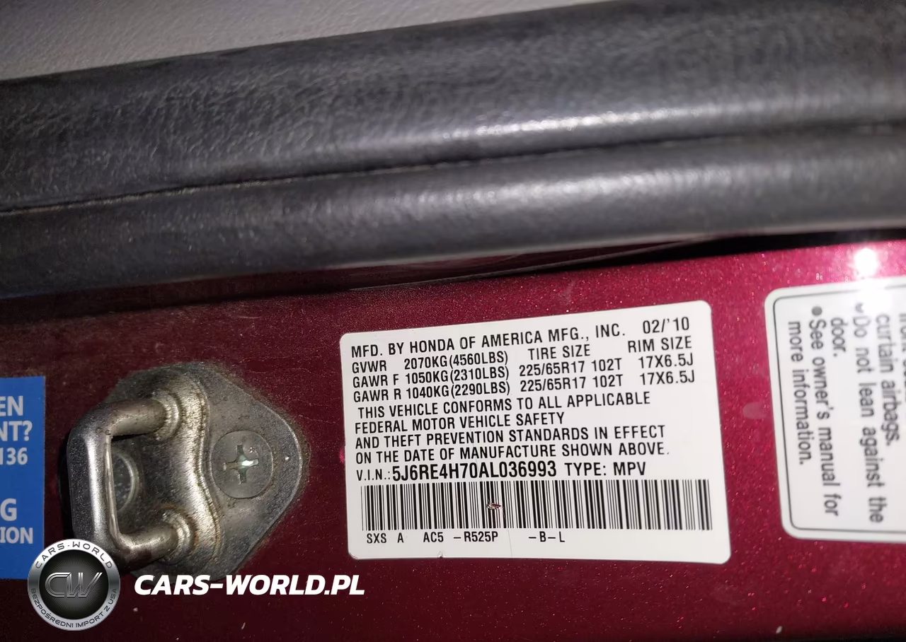 2010 Honda Cr-V Ex-L VIN:5J6RE4H70AL036993 - 9
