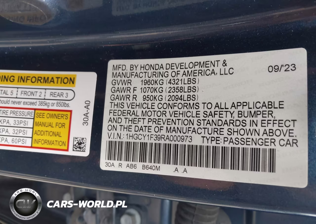 2024 Honda Accord Ex VIN:1HGCY1F39RA000973 - 9