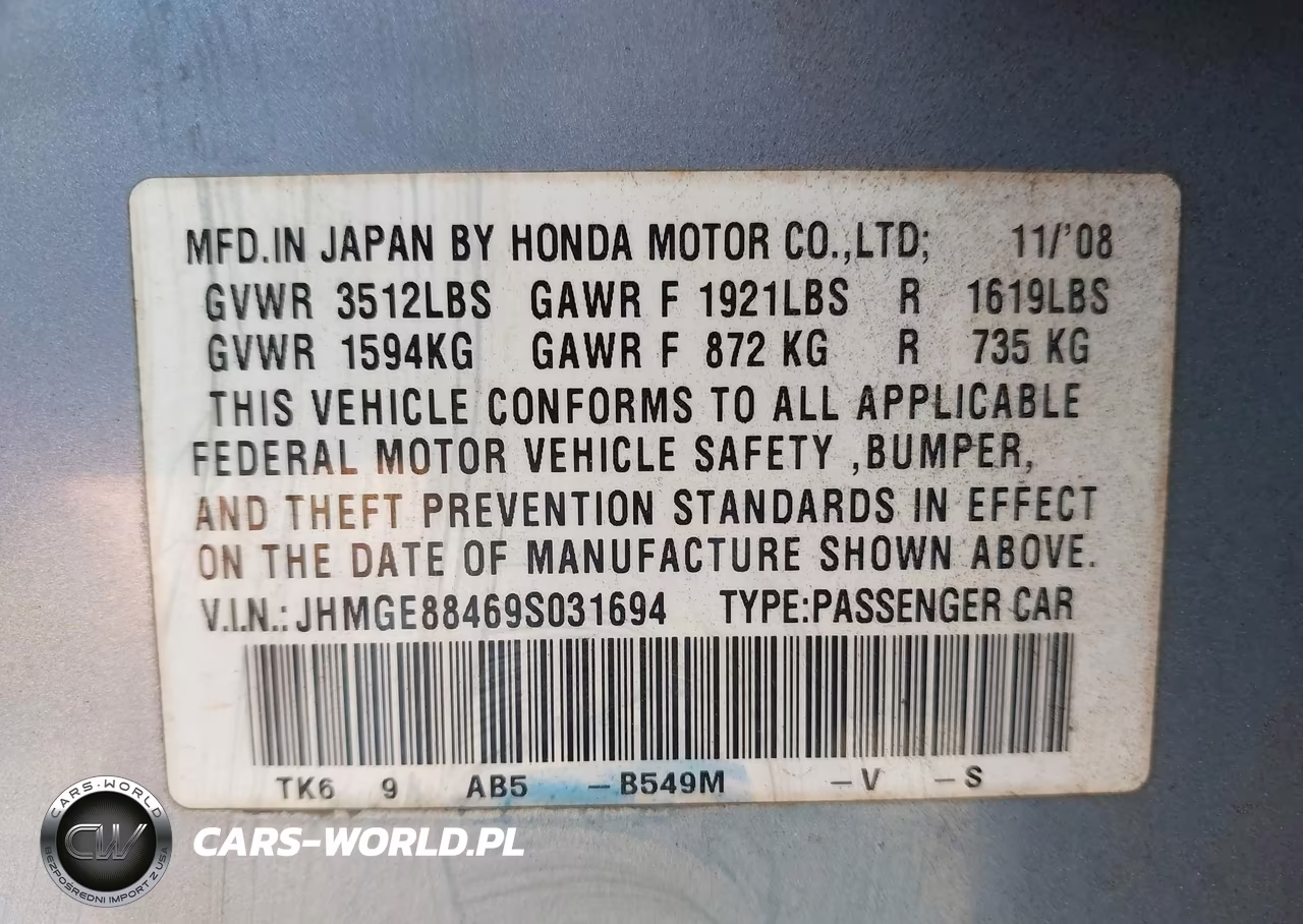 2009 Honda Fit Sport VIN:JHMGE88469S031694 - 9