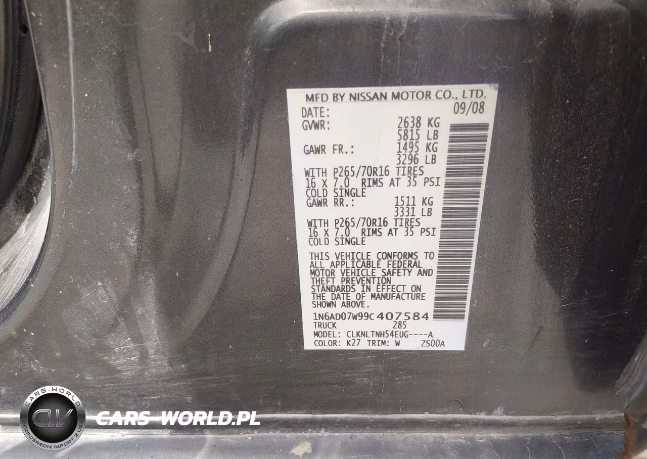 2009 Nissan Frontier Se VIN:1N6AD07W99C407584 - 9
