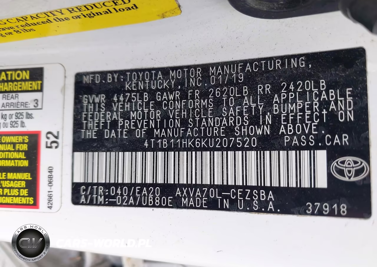 2019 Toyota Camry Se VIN:4T1B11HK6KU207520 - 9