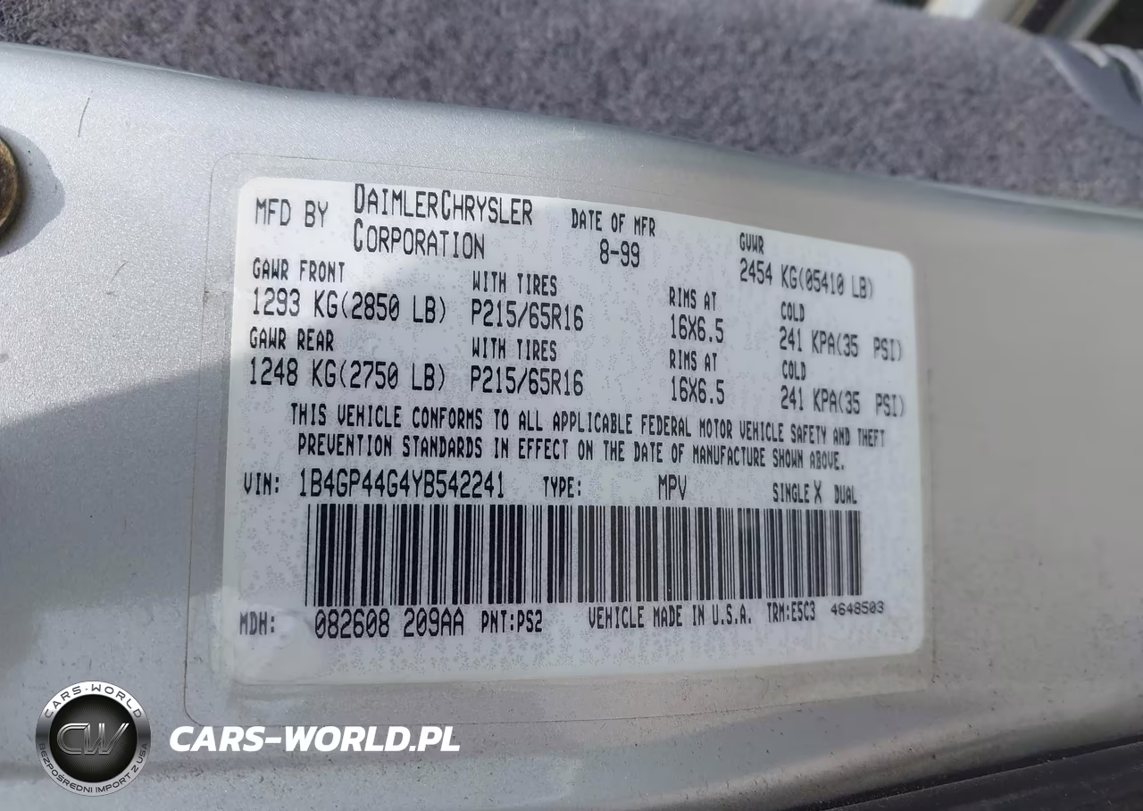 2000 Dodge Caravan VIN:1B4GT44G4YD542241 - 9