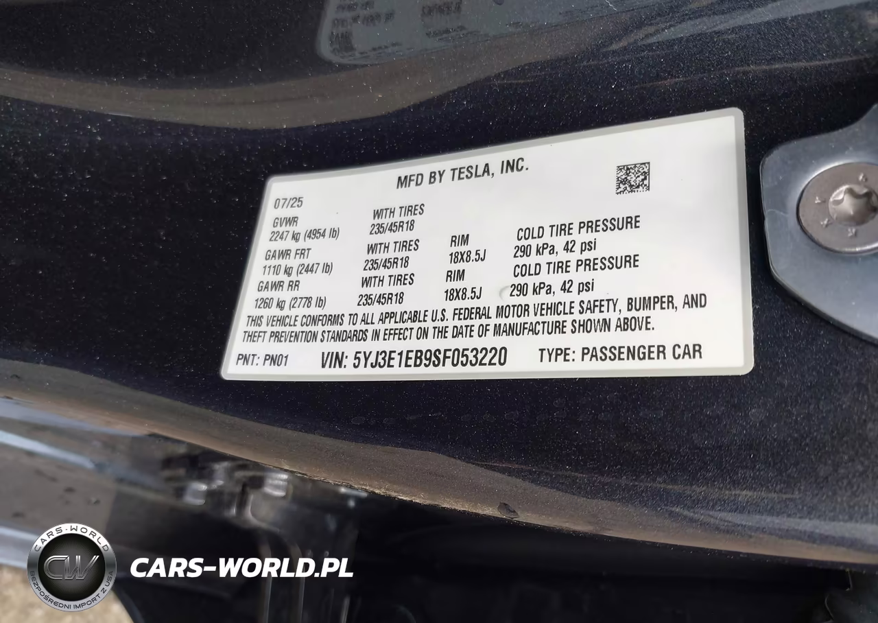 2025 Tesla Model 3 Long Range All-Wheel Drive VIN:5YJ3E1EB9SF053220 - 9