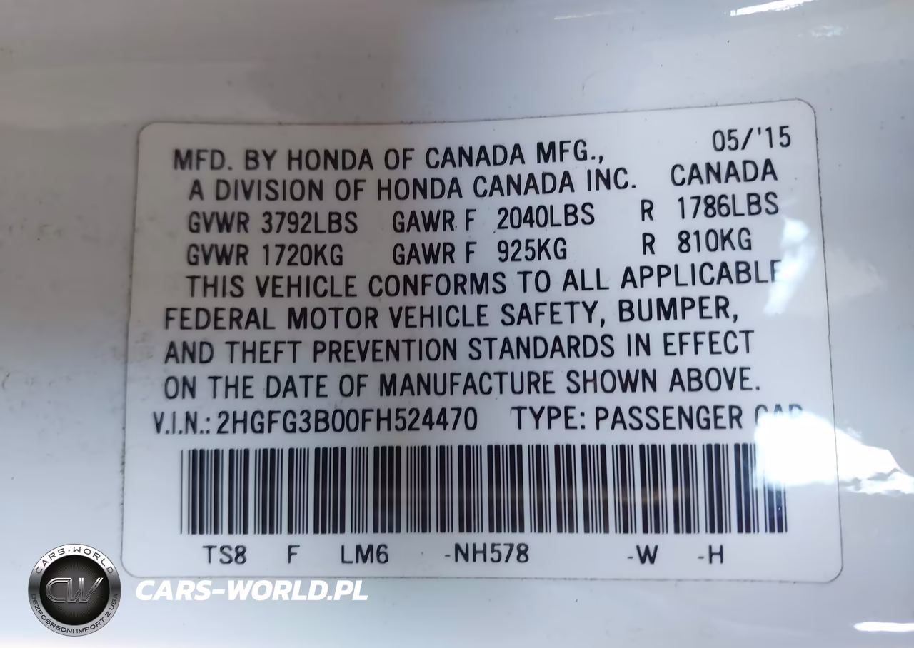 2015 Honda Civic Ex-L VIN:2HGFG3B00FH524470 - 9