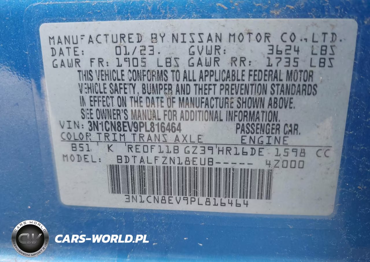 2023 Nissan Versa 1.6 Sv Xtronic Cvt VIN:3N1CN8EV9PL816464 - 9