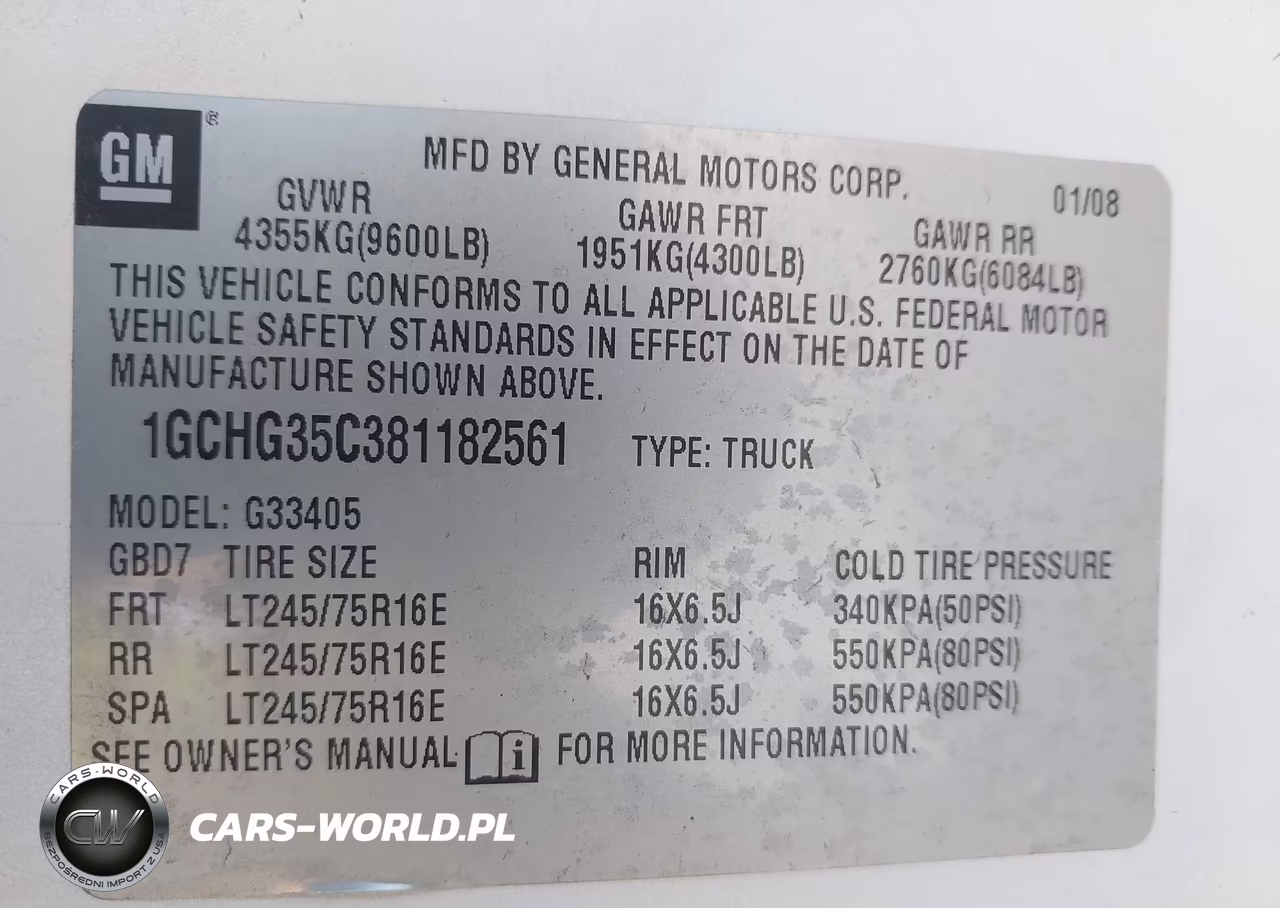 2008 Chevrolet Express Work Van VIN:1GCHG35C381182561 - 9
