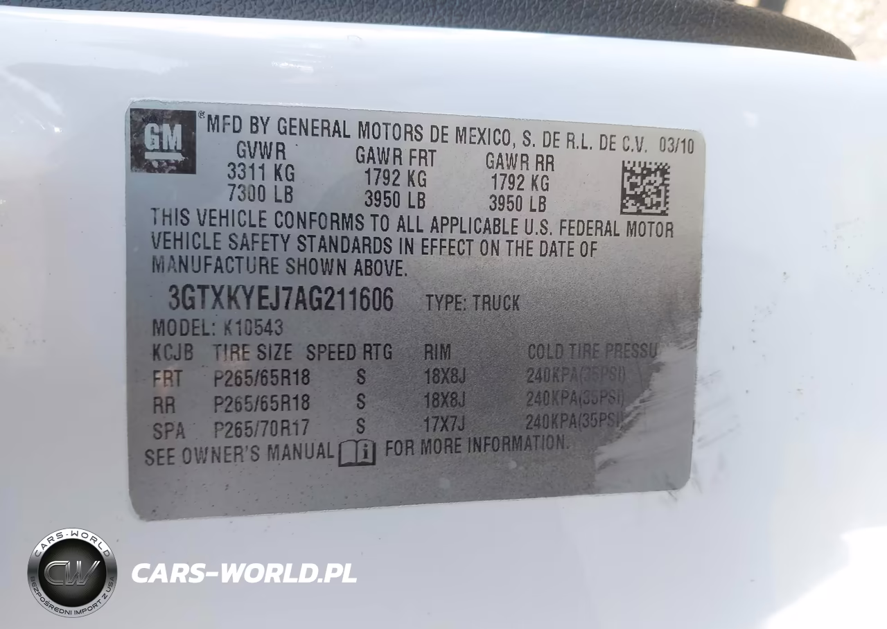 GMC SIERRA 1500 HYBRID VIN:3GTXKYEJ7AG211606 - 9