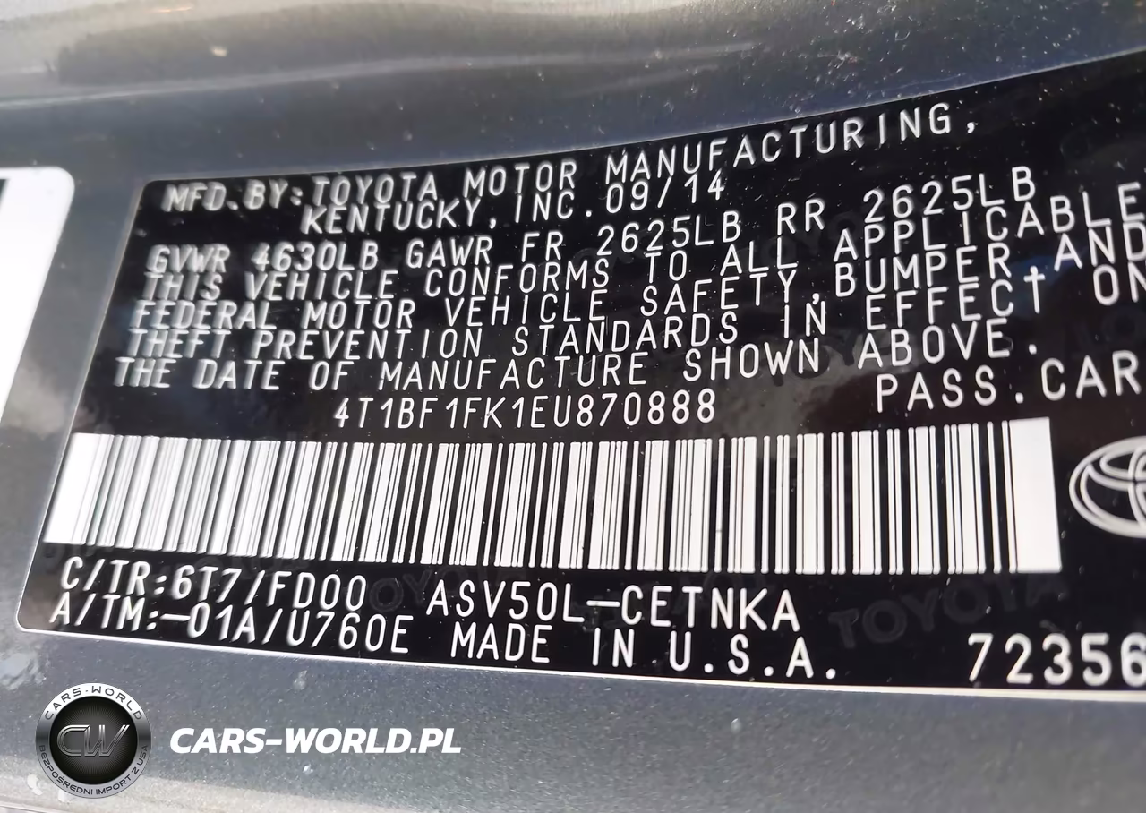 2014 Toyota Camry Le VIN:4T1BF1FK1EU870888 - 9