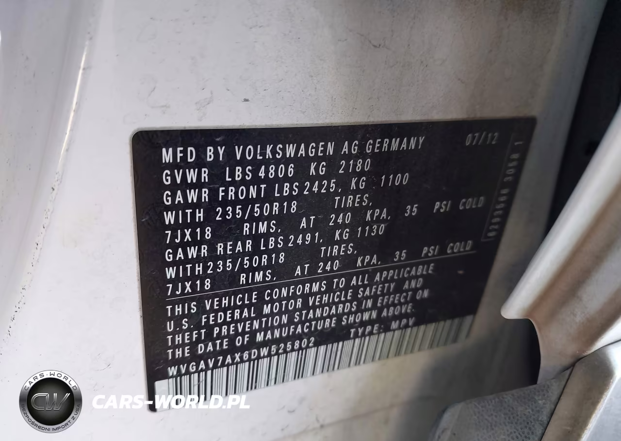 2013 Volkswagen Tiguan Se VIN:WVGAV7AX6DW525802 - 9