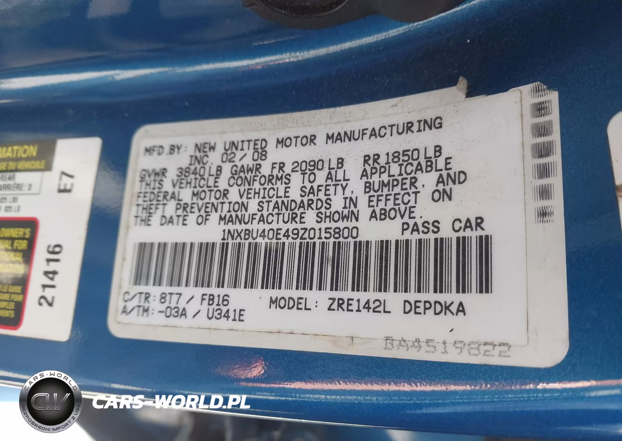 2009 Toyota Corolla Le VIN:1NXBU40E49Z015800 - 9