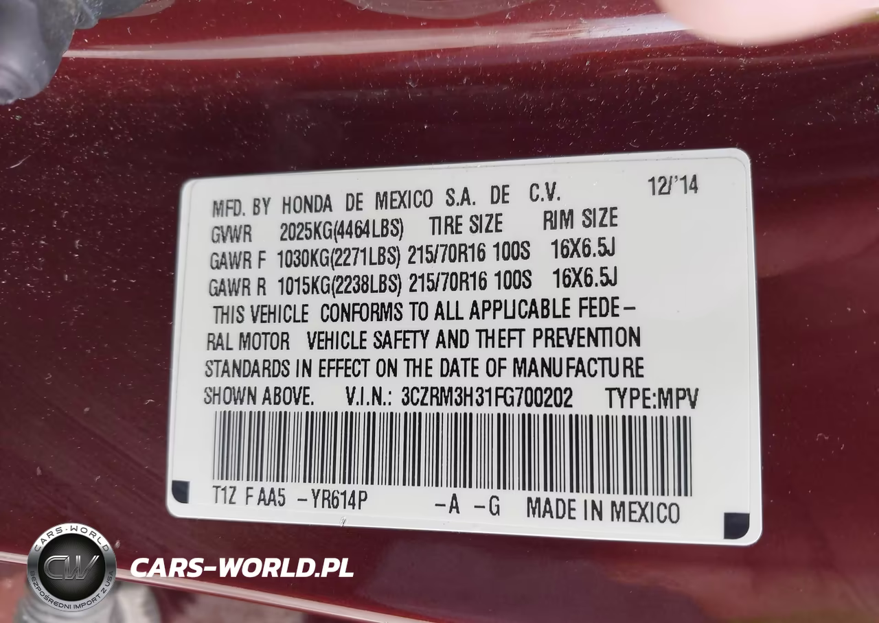 2015 Honda Cr-V Lx VIN:3CZRM3H31FG700202 - 9