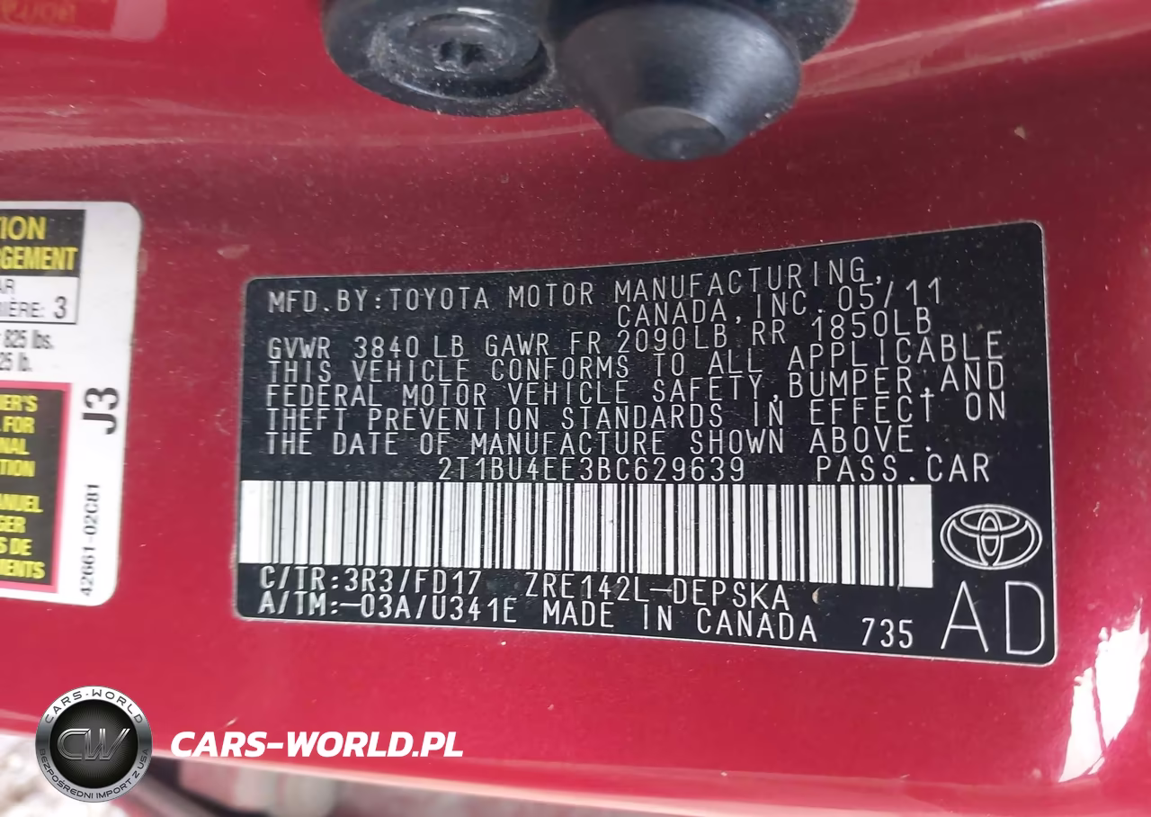 2011 Toyota Corolla S VIN:2T1BU4EE3BC629639 - 9
