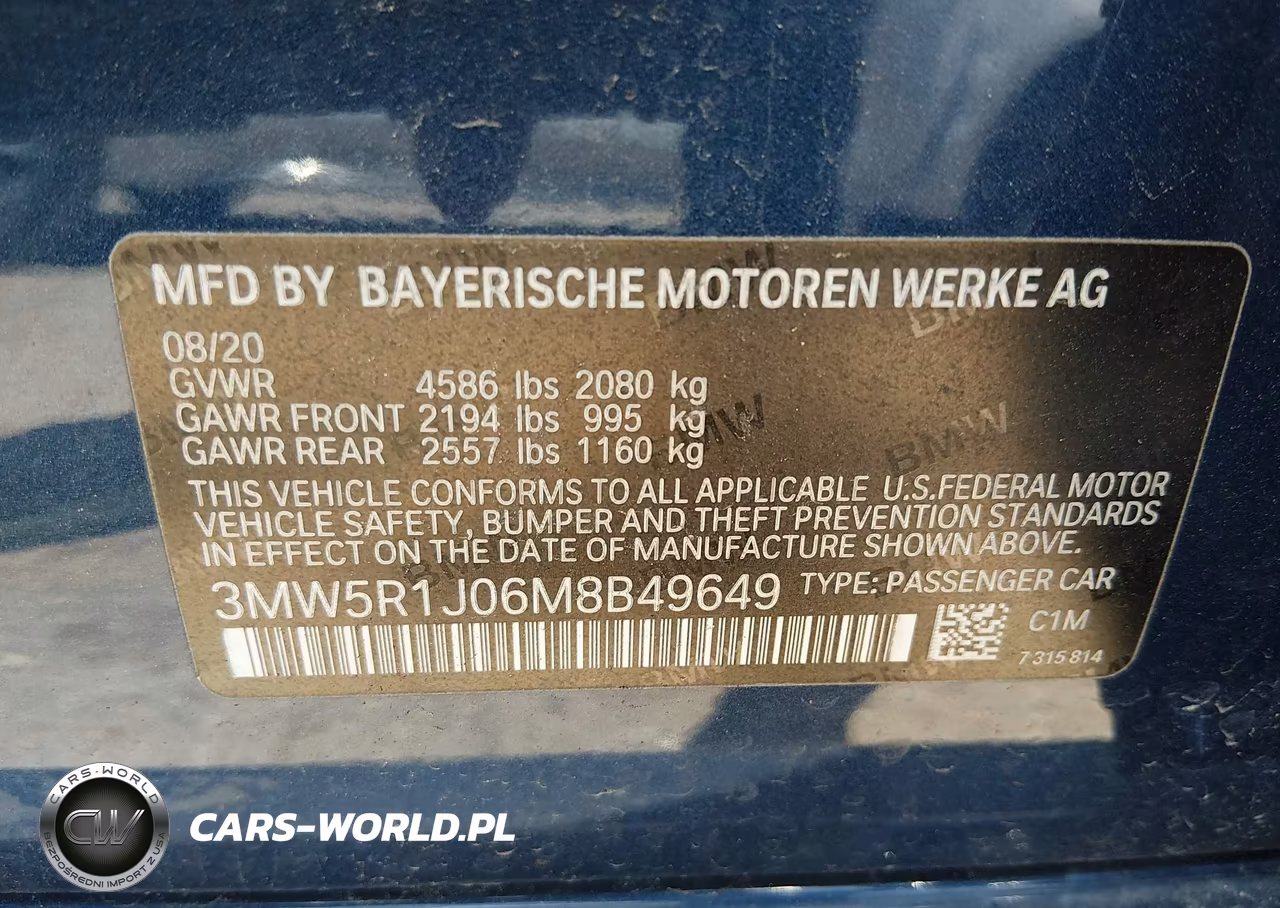 2021 BMW 330I VIN:3MW5R1J06M8B49649 - 9