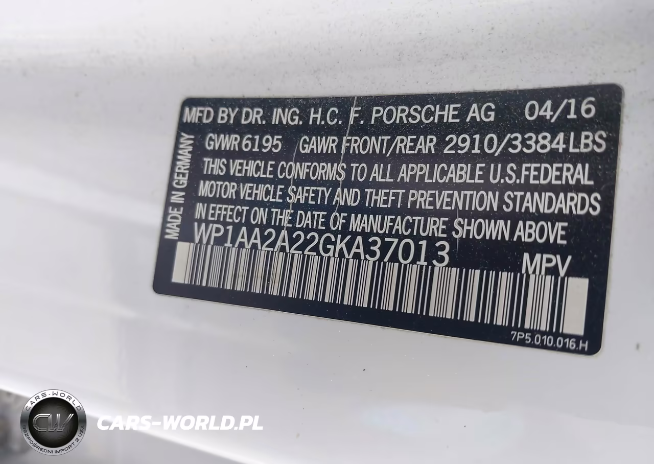 2016 Porsche Cayenne VIN:WP1AA2A22GKA37013 - 9