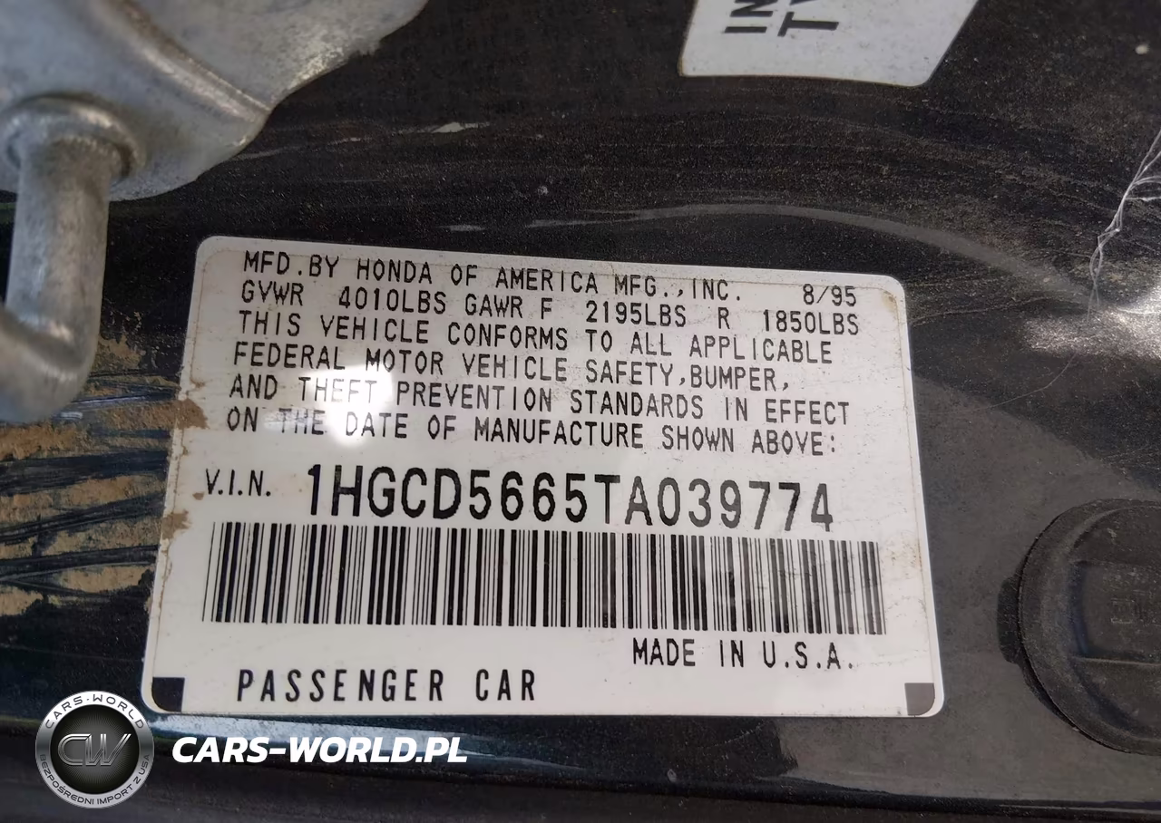 1996 Honda Accord Ex VIN:1HGCD5665TA039774 - 9