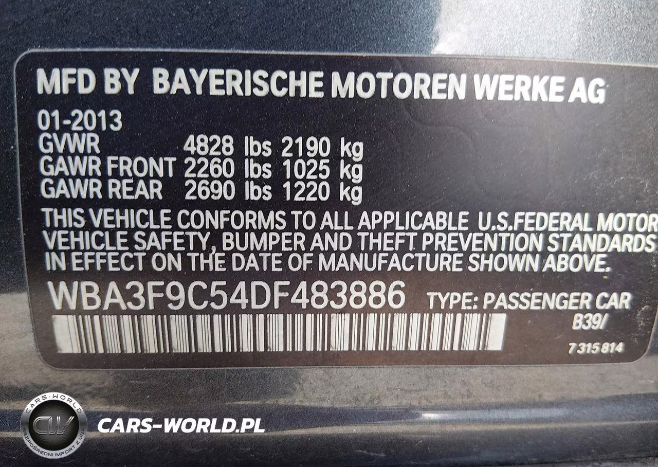 2013 BMW Activehybrid 3 VIN:WBA3F9C54DF483886 - 9