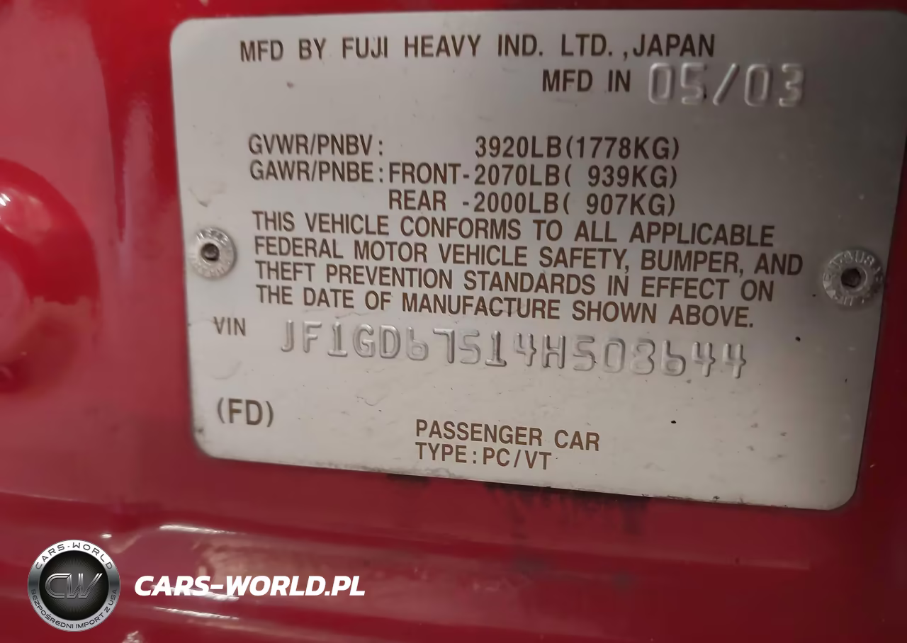 2004 Subaru Impreza 2.5Rs VIN:JF1GD67514H508644 - 9