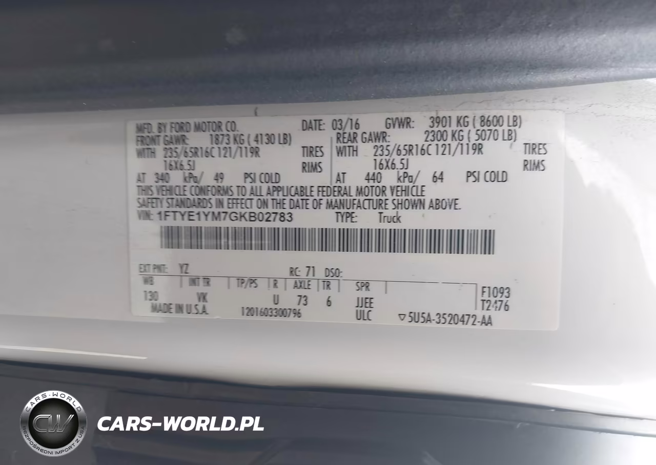2016 Ford Transit-150 VIN:1FTYE1YM7GKB02783 - 9