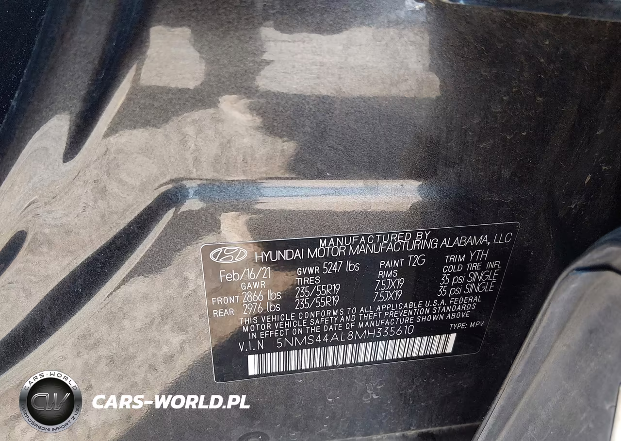 2021 Hyundai Santa Fe Limited VIN:5NMS44AL8MH335610 - 9