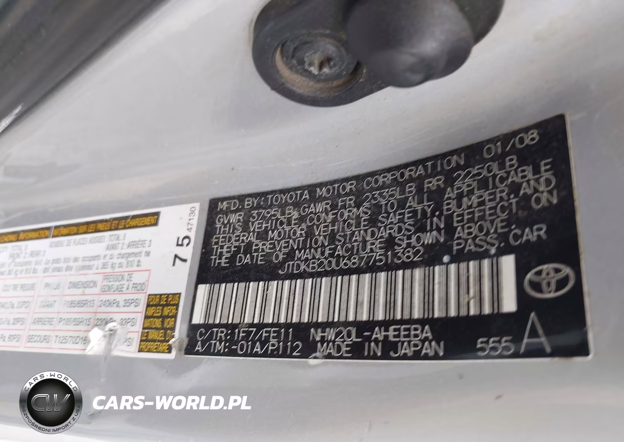 2008 Toyota Prius VIN:JTDKB20U687751382 - 9