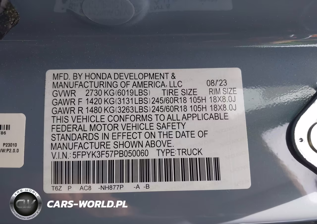 2023 Honda Ridgeline Rtl VIN:5FPYK3F57PB050060 - 9