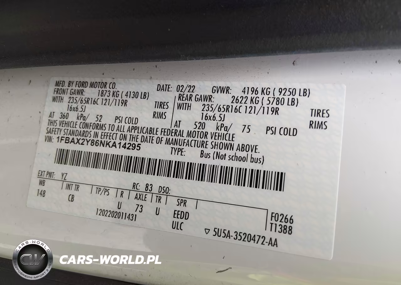 2022 Ford Transit-350 Passenger Van Xl VIN:1FBAX2Y86NKA14295 - 9
