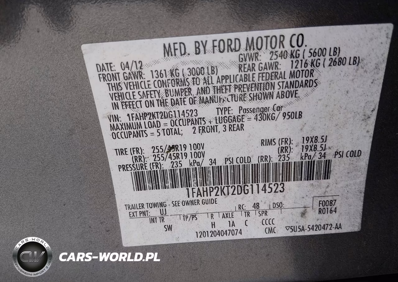 2013 Ford Taurus Sho VIN:1FAHP2KT2DG114523 - 9