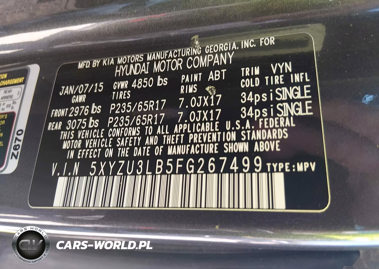 2015 Hyundai Santa Fe Sport 2.4L VIN:5XYZU3LB5FG267499 - 9