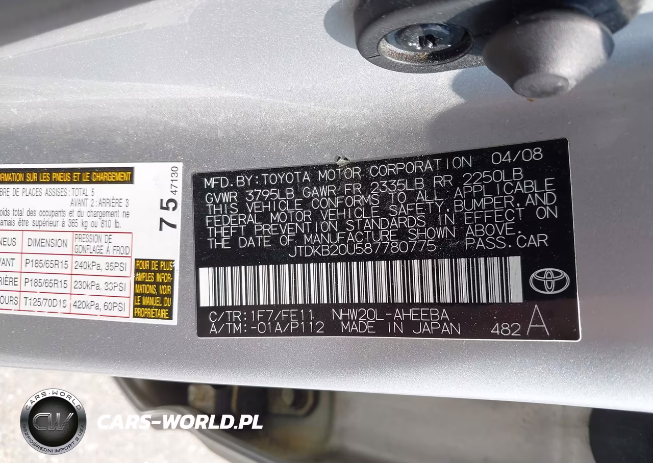 2008 Toyota Prius VIN:JTDKB20U587780775 - 9