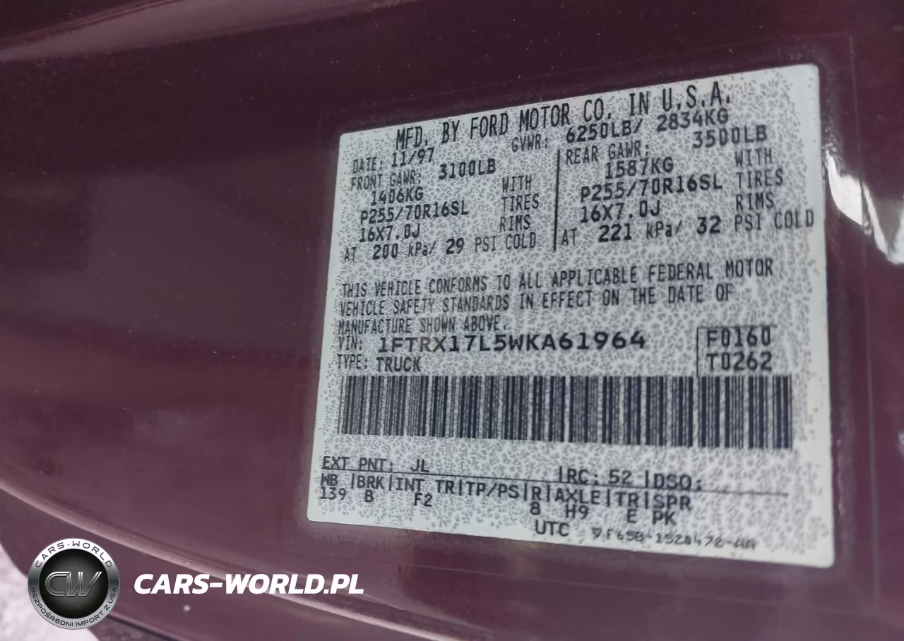 1998 Ford F-150 Lariat-Xl-Xlt VIN:1FTRX17L5WKA61964 - 9
