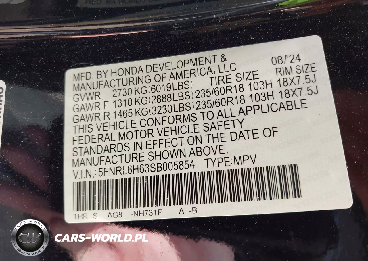 2025 Honda Odyssey Ex-L VIN:5FNRL6H63SB005854 - 9
