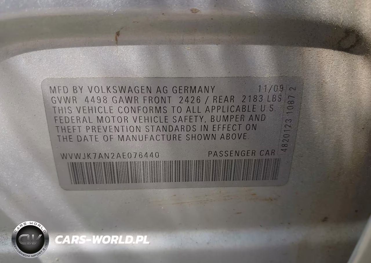 2010 Volkswagen Passat Komfort VIN:WVWJK7AN2AE076440 - 9
