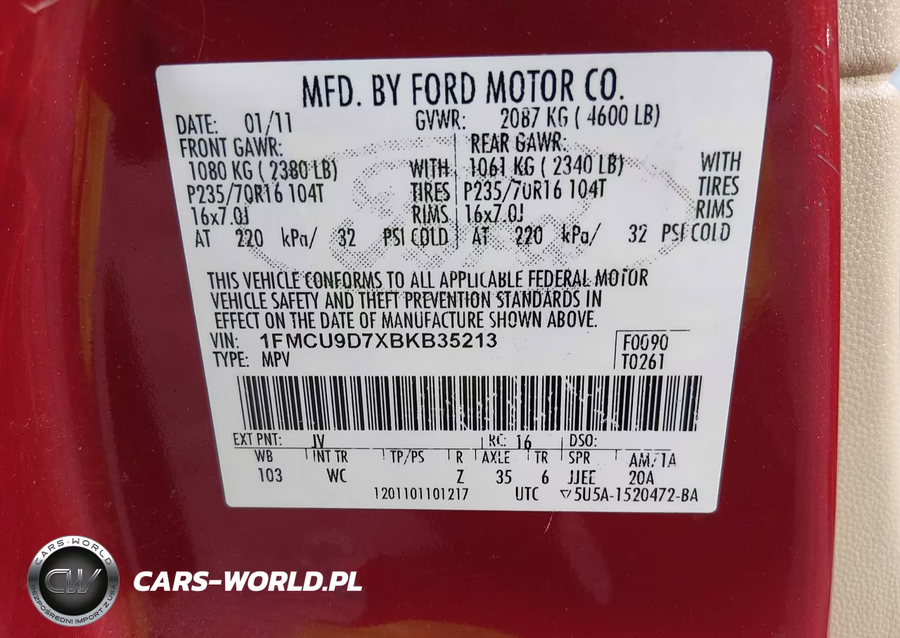 2011 Ford Escape Xlt VIN:1FMCU9D7XBKB35213 - 9