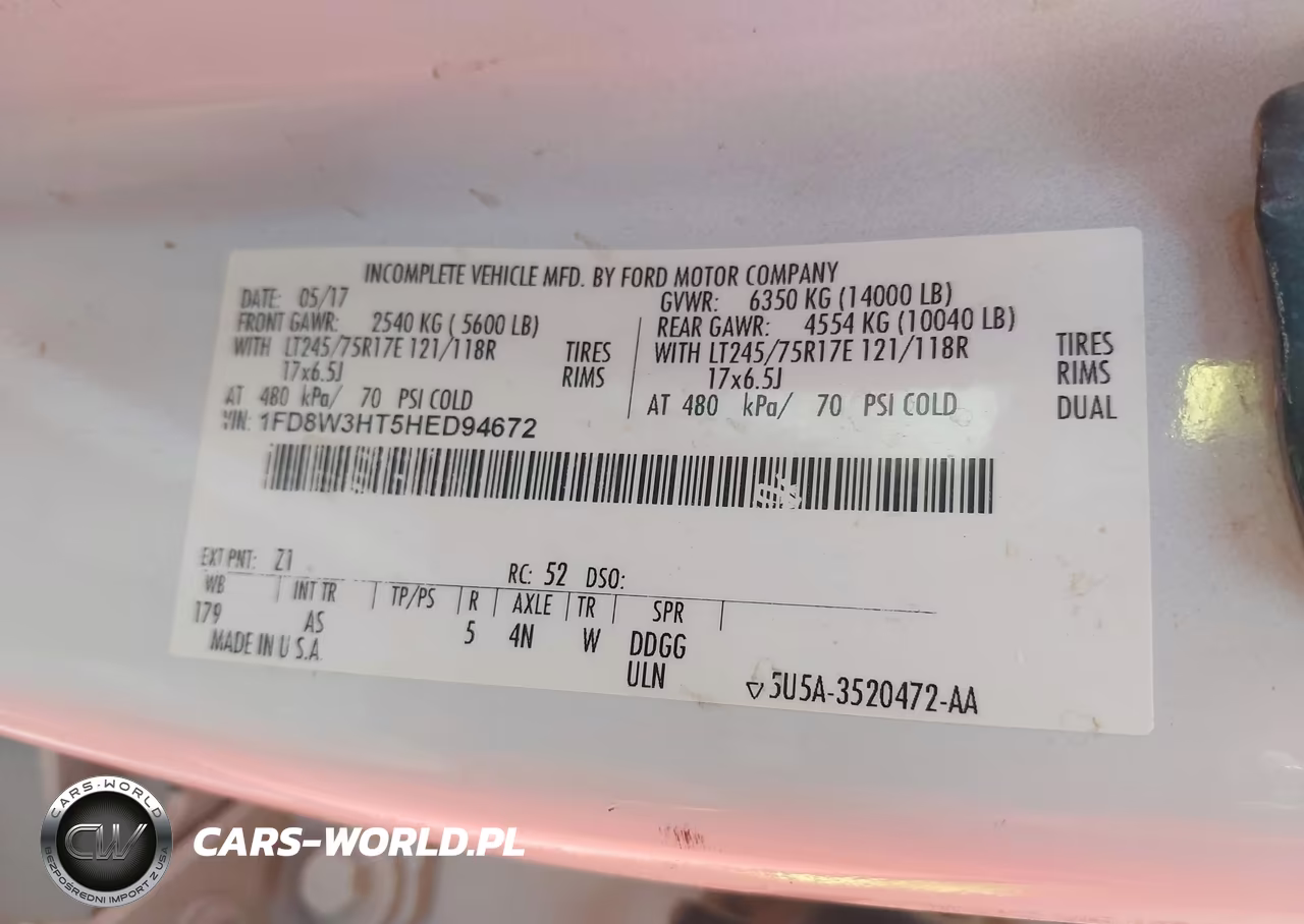 2017 Ford F-350 Chassis Xl VIN:1FD8W3HT5HED94672 - 9