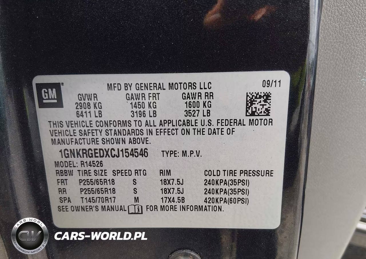 2012 Chevrolet Traverse Lt W-1Lt VIN:1GNKRGEDXCJ154546 - 9