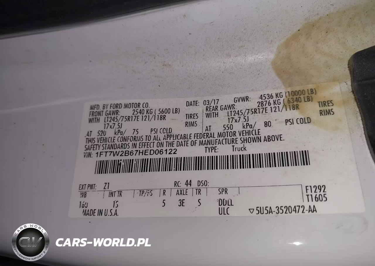 2017 Ford F-250 Xl VIN:1FT7W2B67HED06122 - 9